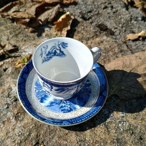 VTG, 1940s blue and white, Ironstone ware, Blue Willow, Chinoiserie, MCM Kitchen